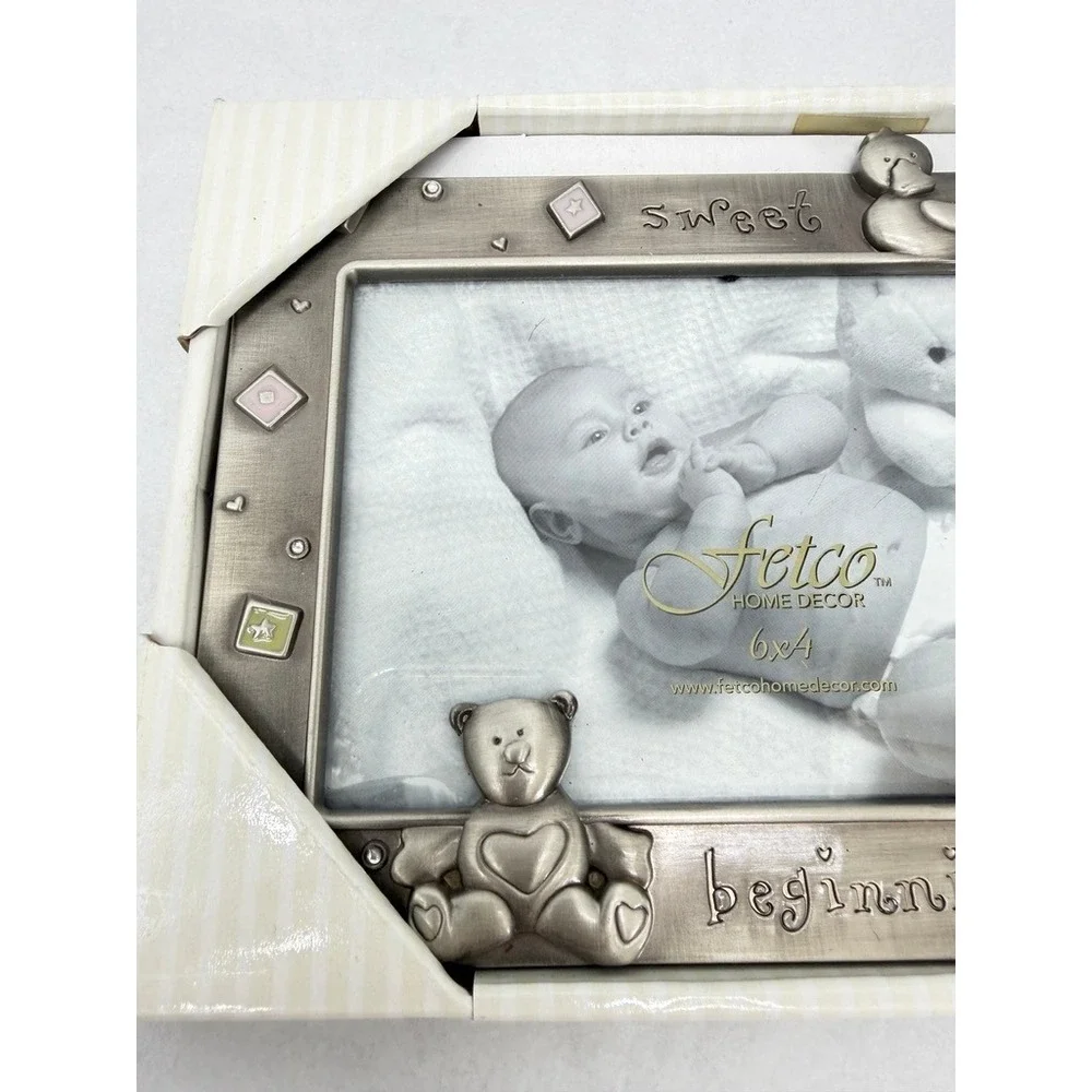 Fetco Baby Nursery Sweet Beginnings Picture Frame Pewter Finish Gift NEW 5.5x3.5